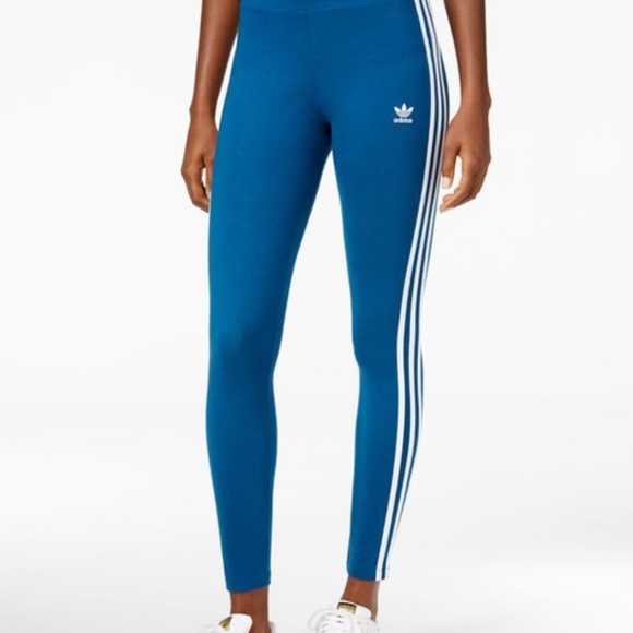 adidas originals joggers in blue with 3 stripe branding
